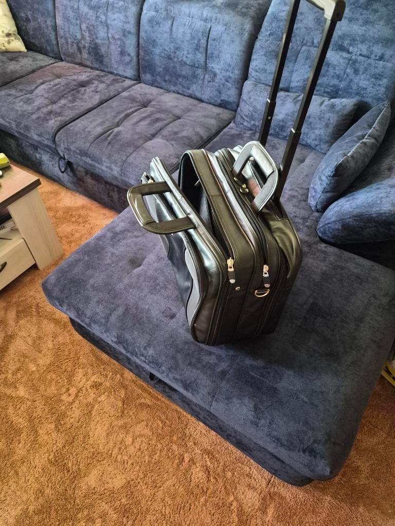 Lederen handbagage trolley voor kleding en laptop, Ophalen