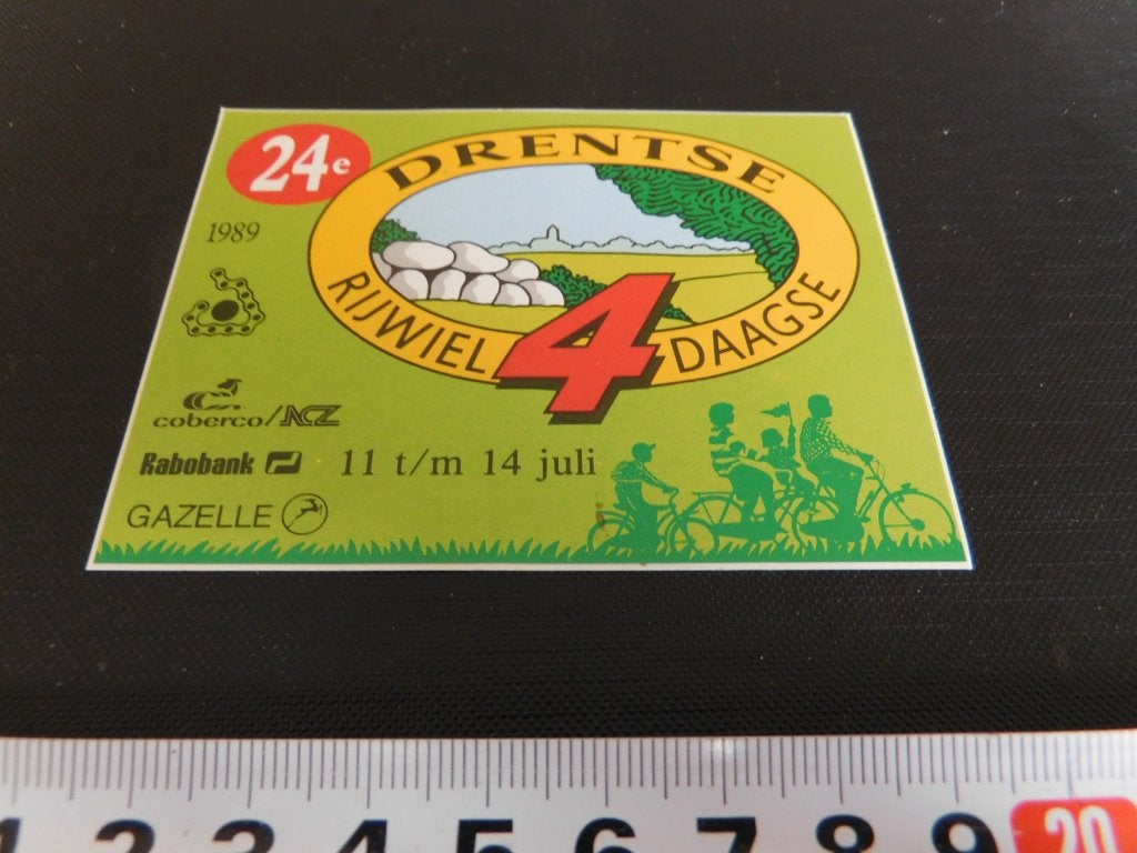 sticker 24e Drentse Rijwiel Vierdaagse 1989 Gazelle Rabobank, Ophalen of Verzenden, Zo goed als nieuw