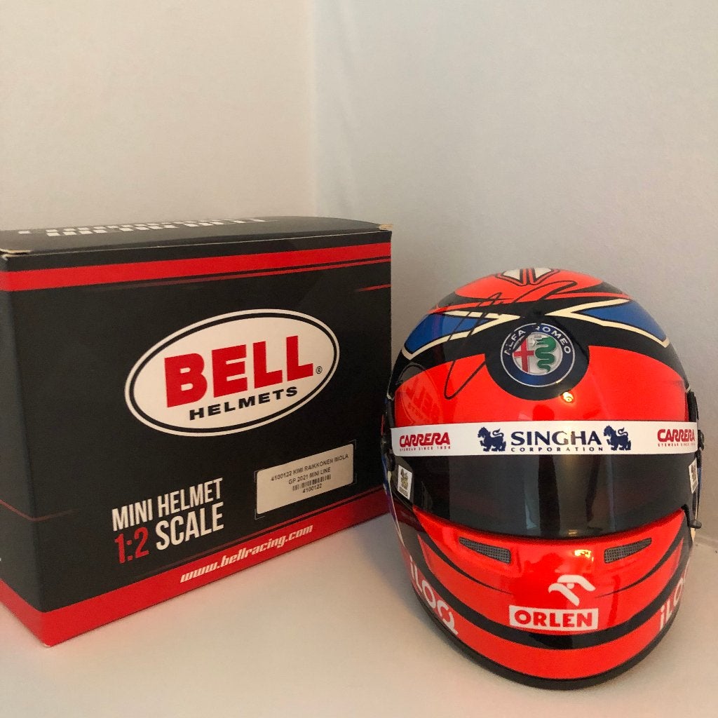Kimi Raikkonen replica F1 helm 1:2 - met handtekening, Ophalen of Verzenden, Zo goed als nieuw, Formule 1