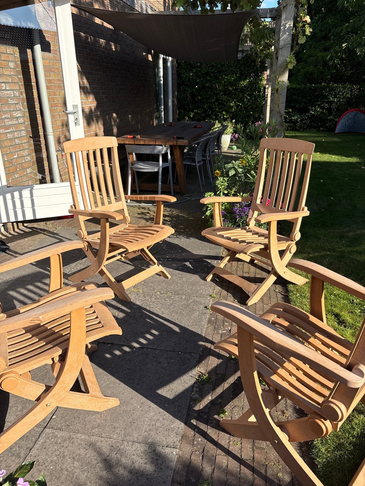 4 Gros- fillex Tuinstoelen - Verstelbaar en Inklapbaar, Tuin en Terras, Tuinstoelen, Ophalen, Zo goed als nieuw, Kunststof, Inklapbaar