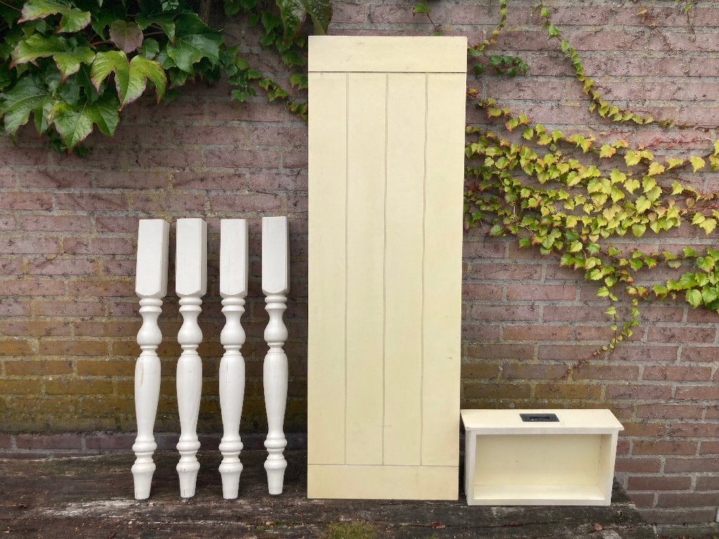 witte cottage robuuste sidetable wit muurtafeltje + laatje, Gebruikt, 100 tot 150 cm, Ophalen of Verzenden, Cottage