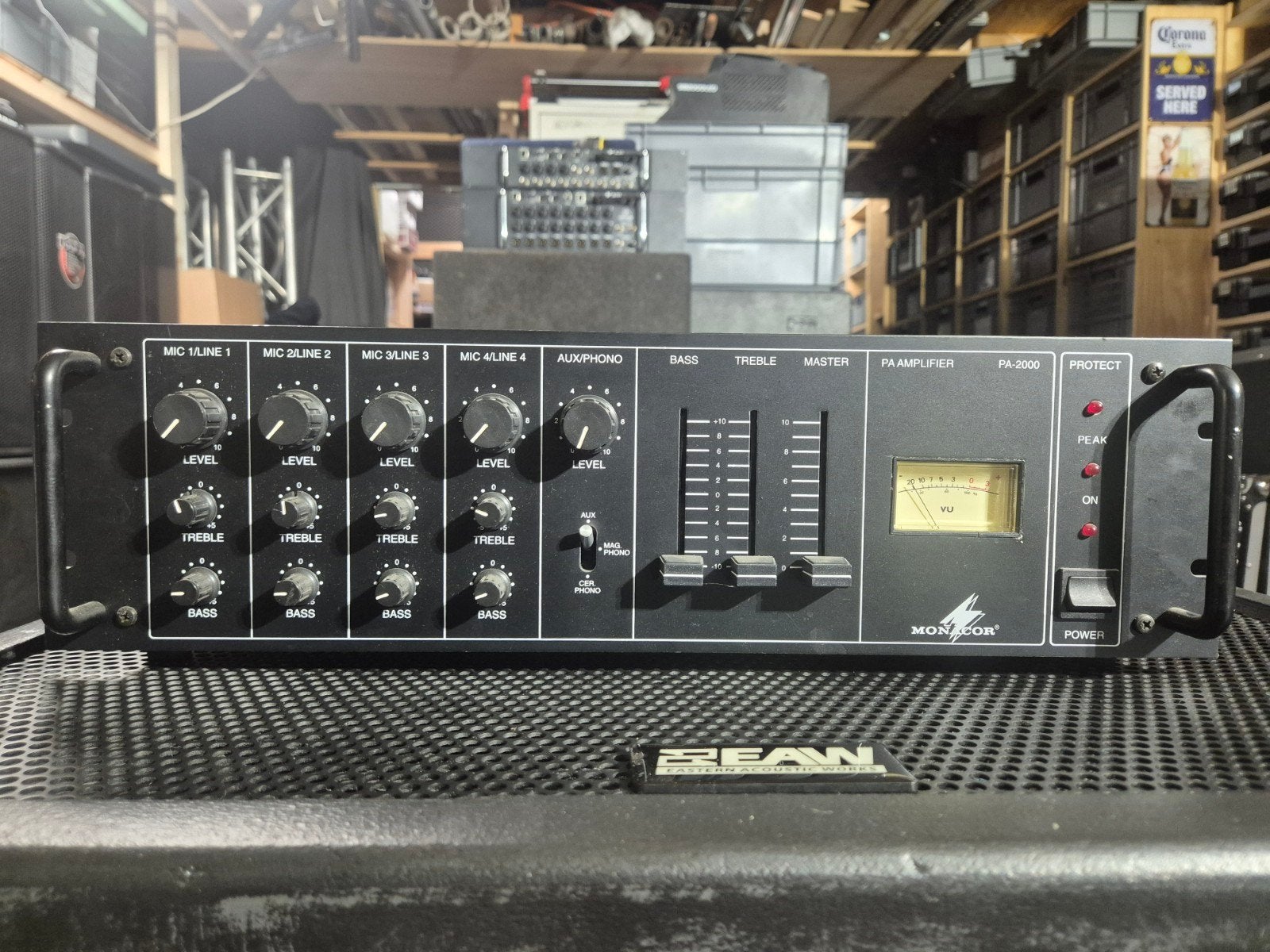 Monacor PA-2000 PA-versterker - omroep versterker, Audio, Tv en Foto, Overige merken, Ophalen of Verzenden, 120 watt of meer, Gebruikt