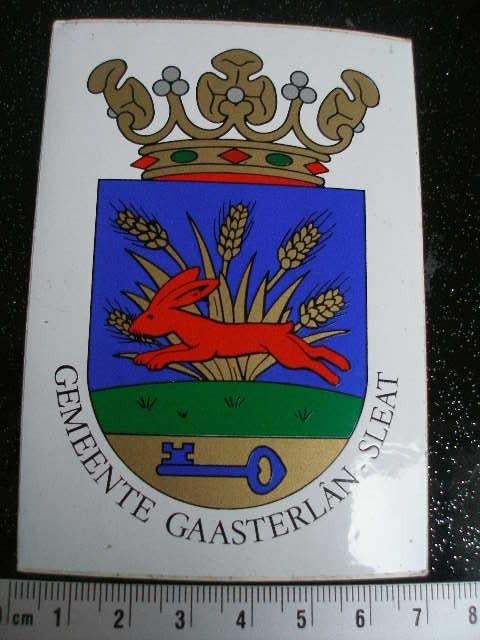 sticker plaats gemeente logo wapen embleem gaasterlan sleat, Verzenden, Zo goed als nieuw, Overige typen