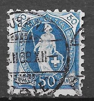 Zwitserland 1882 50c blauw Helvetia get 9¾:9¼ Michel 62B zie, Ophalen of Verzenden, Gestempeld