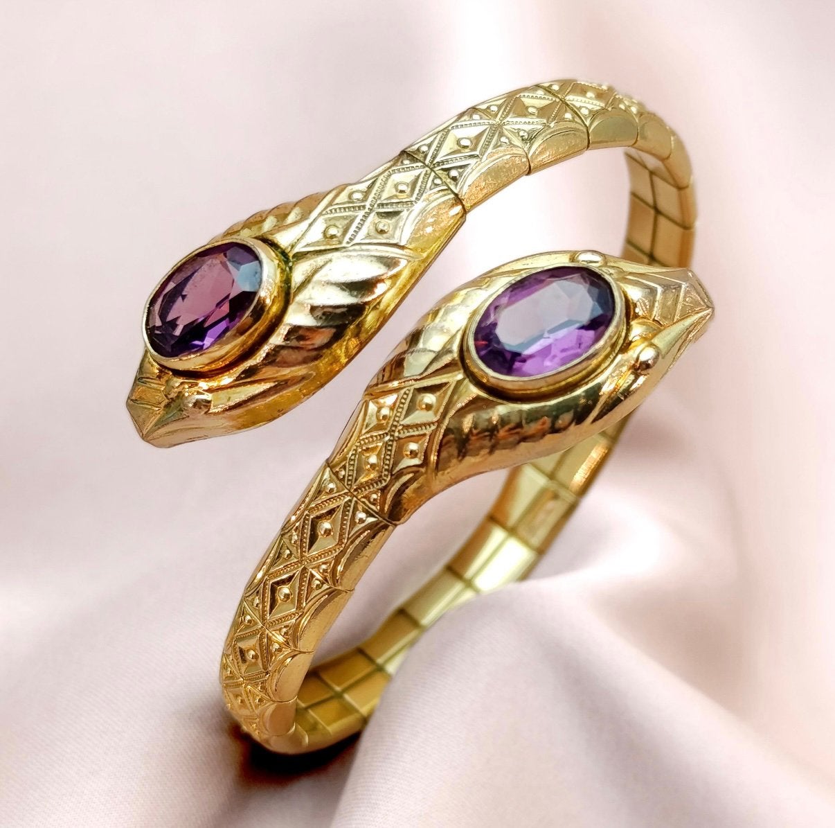 Art Deco Egyptian Revival 1920s Rolled Gold Serpent Bracelet, Sieraden, Tassen en Uiterlijk, Armbanden, Ophalen of Verzenden, Zo goed als nieuw