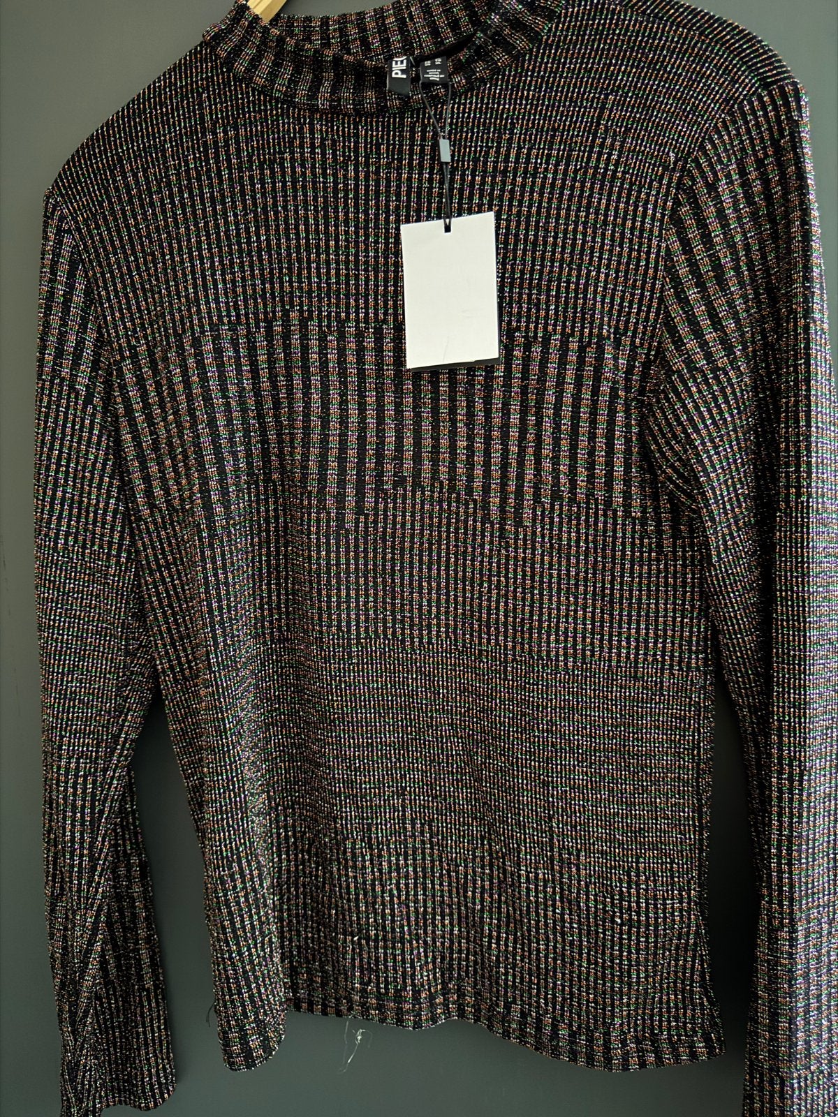Pieces glitter top met lange mouwen, Zwart, Maat 46/48 (XL) of groter, Nieuw, Ophalen of Verzenden