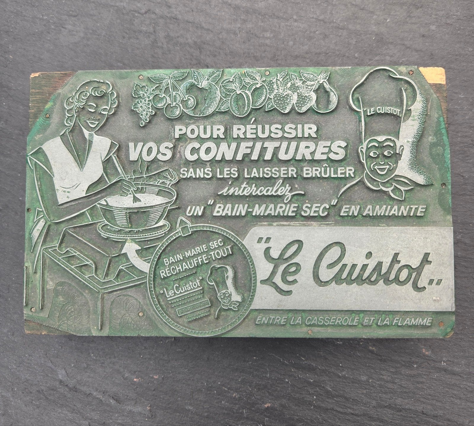 Vintage drukblok / Cliché - reclame "Le Cuistot", Ophalen of Verzenden