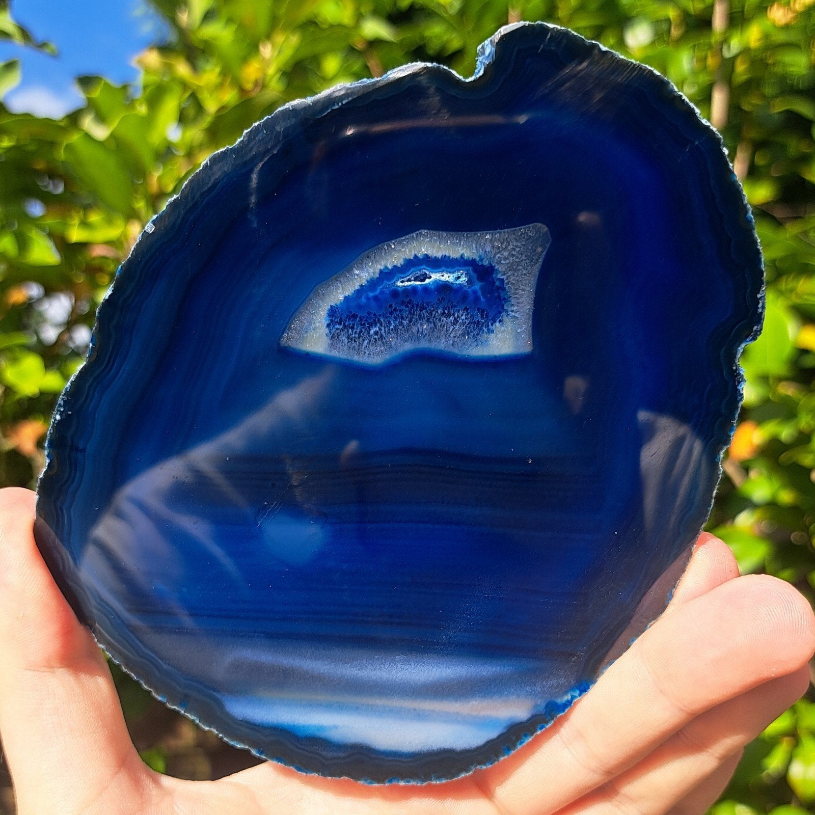 Donkerblauwe Agaatschijf edelsteen Agaatschijven edelstenen, Verzamelen, Ophalen of Verzenden