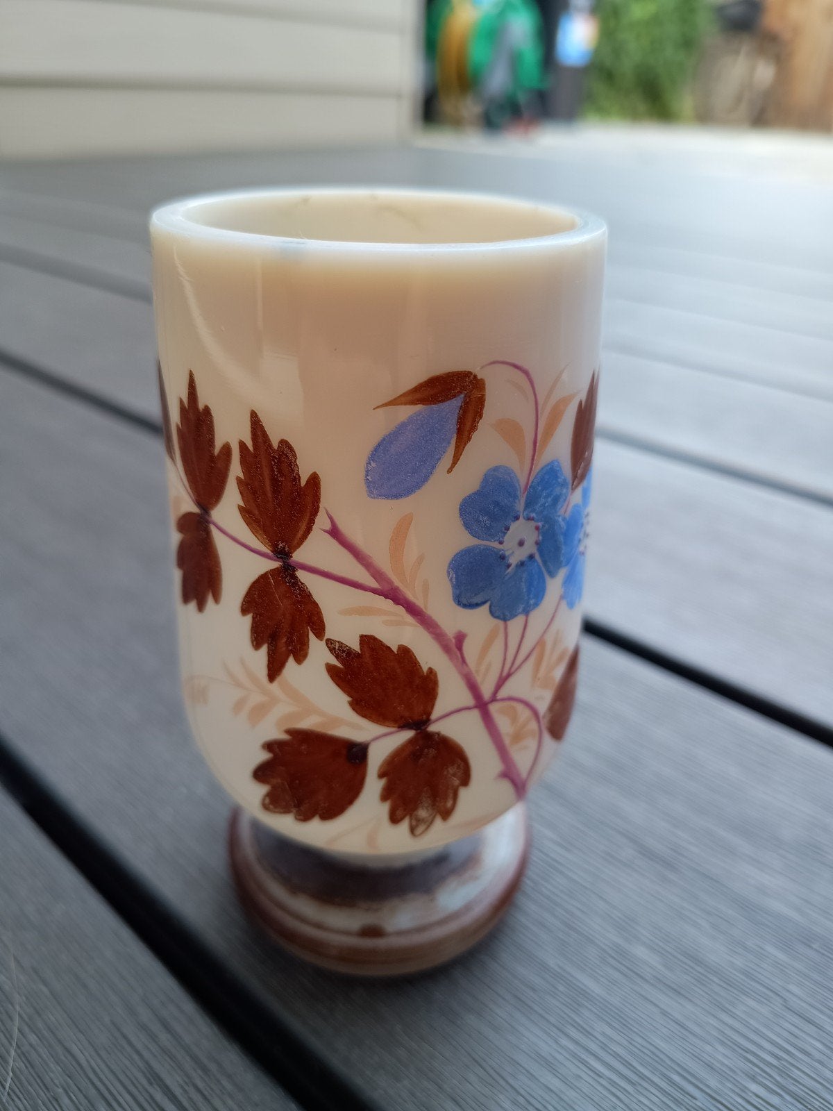 Vintage Bloemen Vaasje of kelk van opaline glas, Ophalen of Verzenden