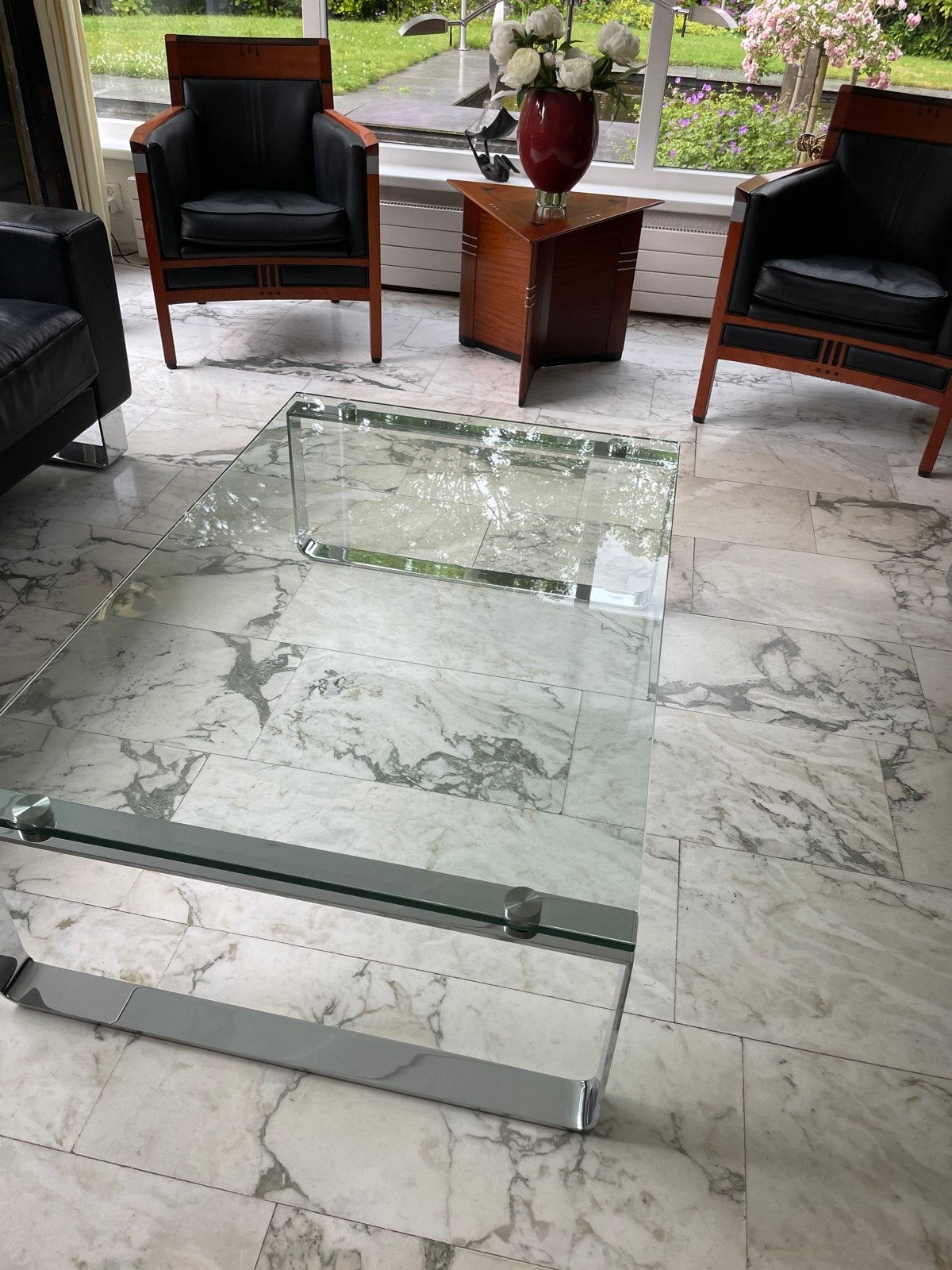 Rolf Benz Salontafel Glas/Chroom - Modern Design, Ophalen, 100 tot 150 cm, 150 tot 200 cm, Glas
