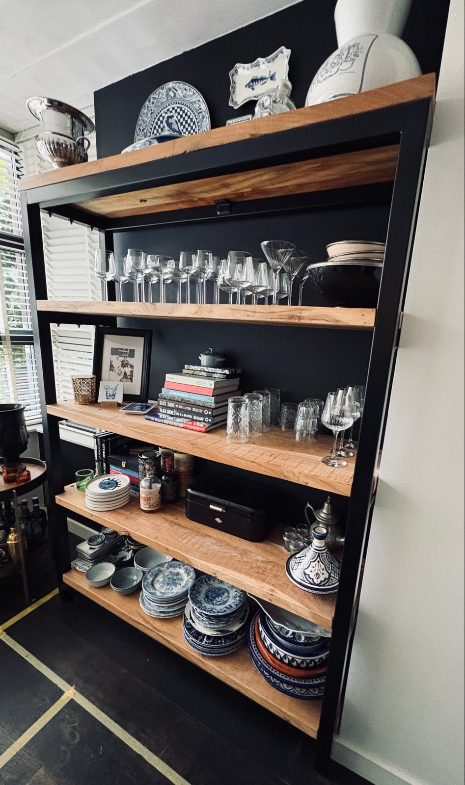 Industriële boekenkast/stellingkast met 5 planken, Huis en Inrichting, Kasten | Boekenkasten, Ophalen, Met plank(en), 100 tot 150 cm