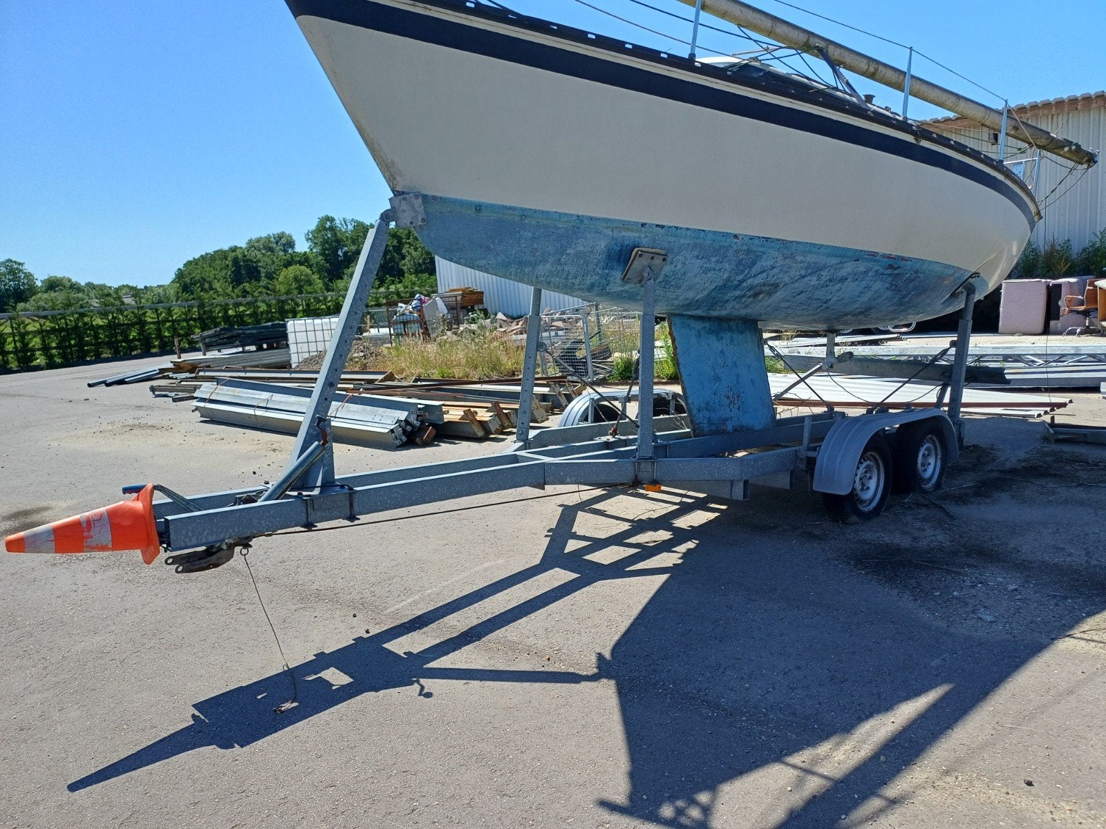 Zeilboottrailer voor boten tot 6.5 meter, Watersport en Boten, Ophalen, Gebruikt, Geremd, 1500 tot 3000 kg