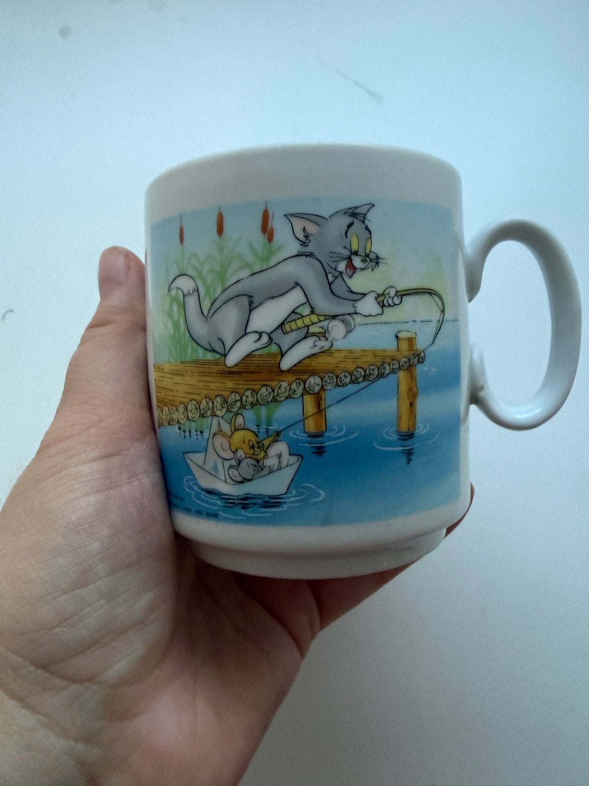 Tom en Jerry mok - Vintage kinderbeker, Ophalen, Gebruikt, Overige merken, Keramiek