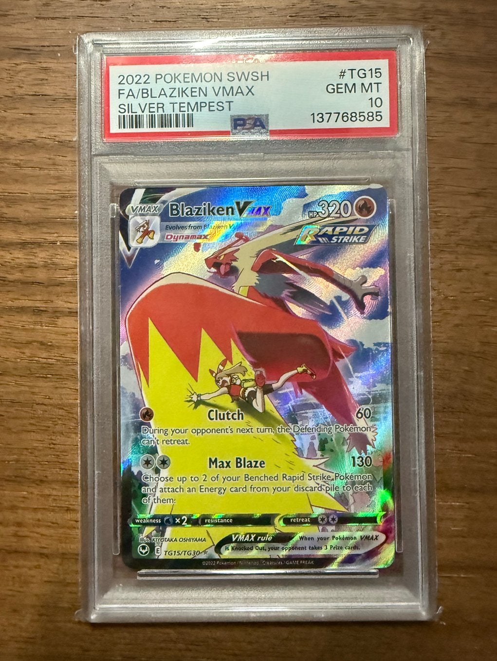 Pokemon Blaziken VMAX #TG15 - PSA 10, Ophalen of Verzenden, Zo goed als nieuw, Losse kaart