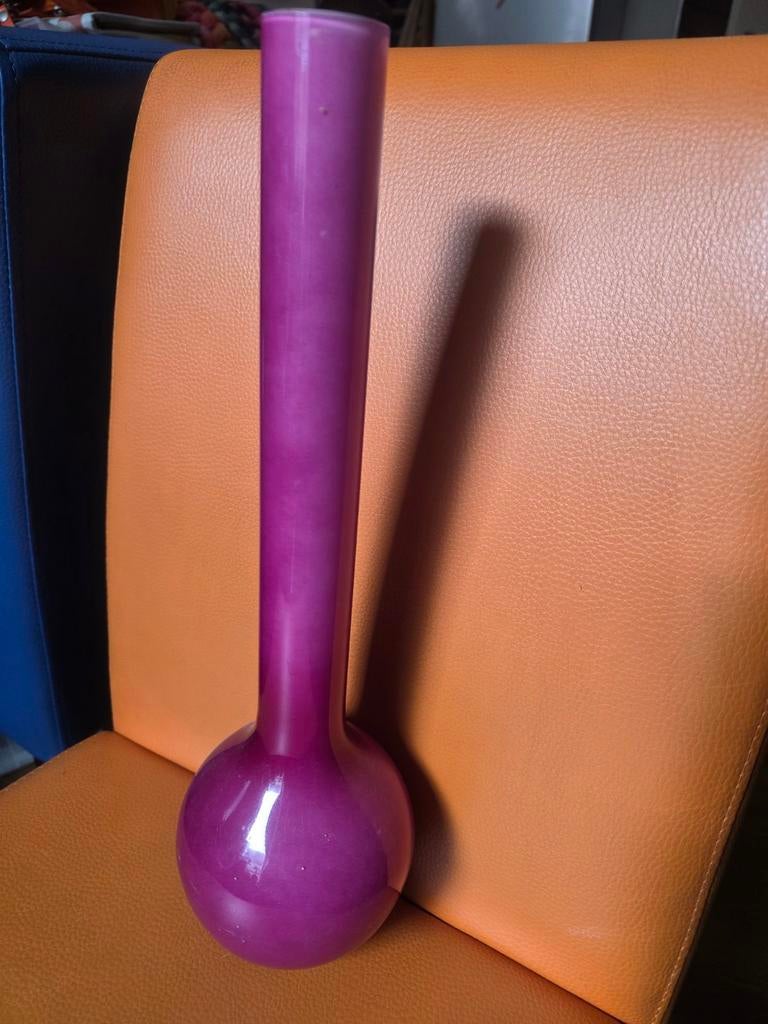 Paarse/Fuchsia Glazen Lange Vaas, Ophalen, Overige kleuren, Minder dan 50 cm, Glas