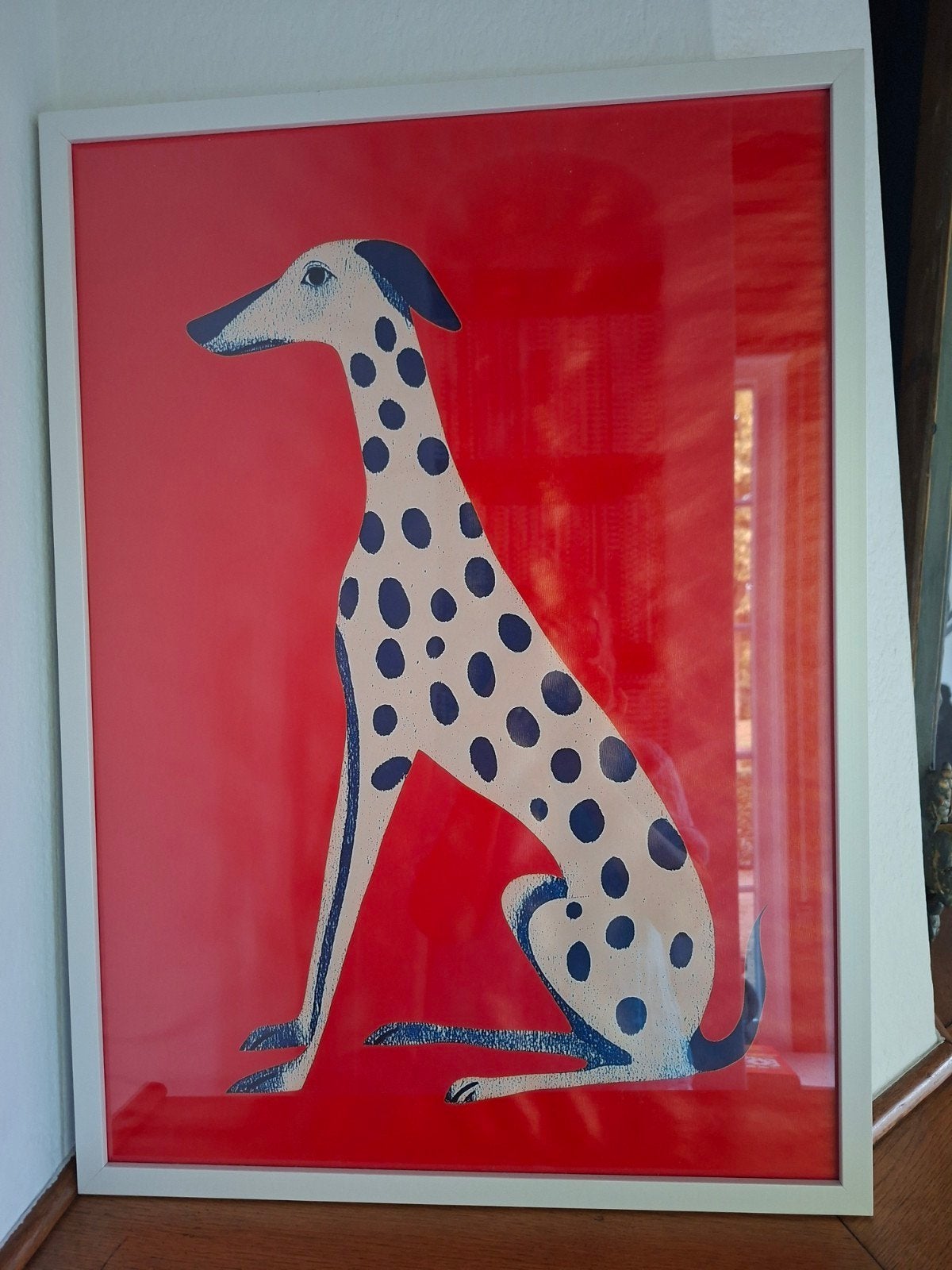 Abstract ingelijst Dalmatiër canvas print, rood, 53x73 cm, Ophalen of Verzenden