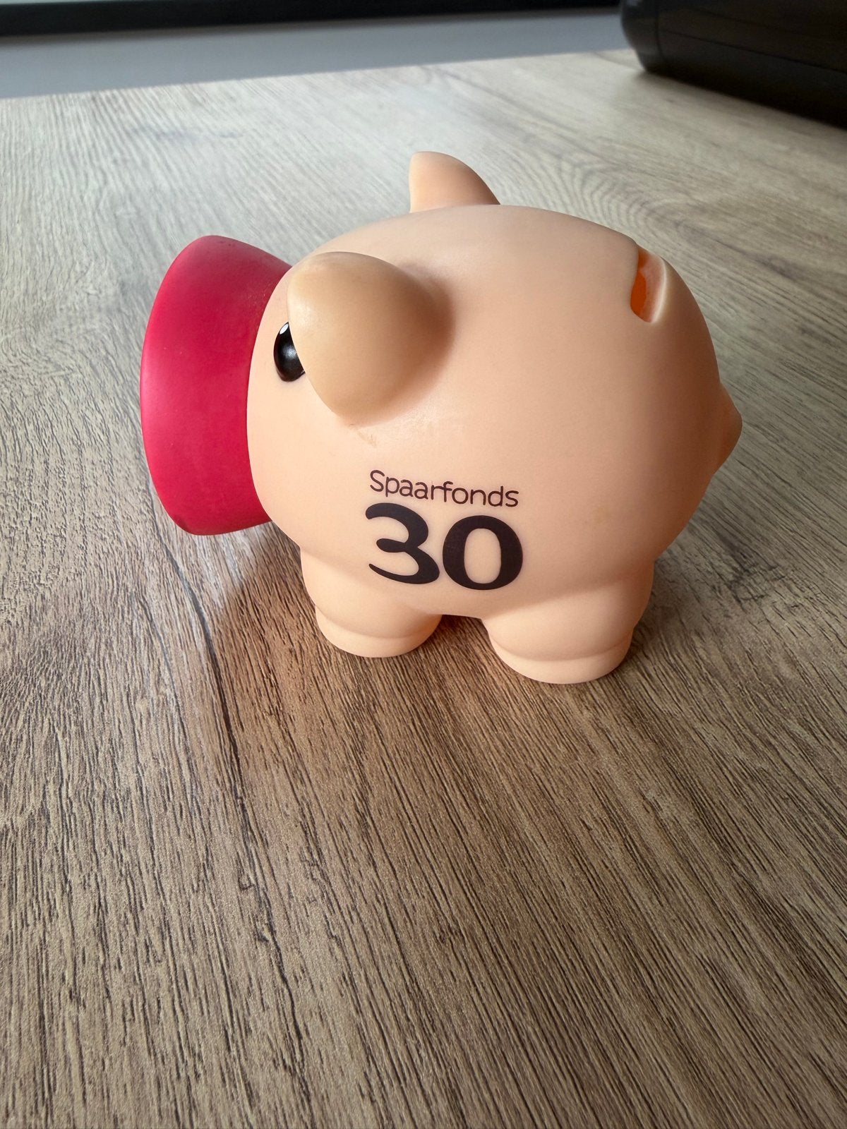 Leuk spaarvarken 'spaarfonds 30', Ophalen of Verzenden, Gebruikt, Kunststof, Dier