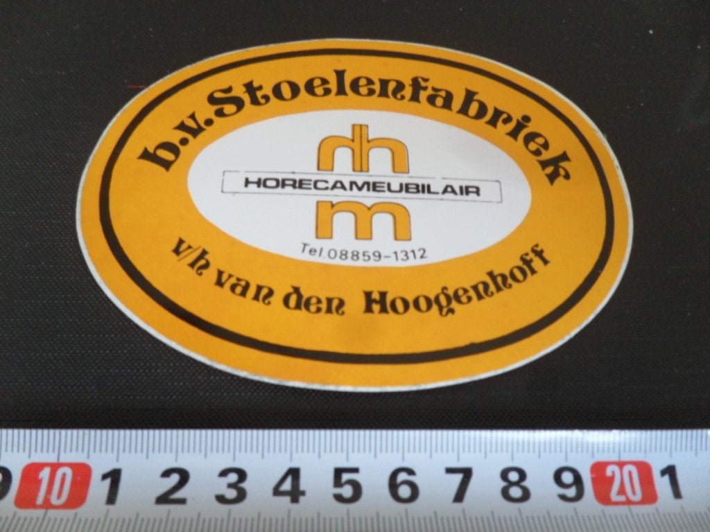 sticker Mill BV Stoelenfabriek v/h van den Hoogenhaff Horeca, Verzamelen, Ophalen of Verzenden, Zo goed als nieuw