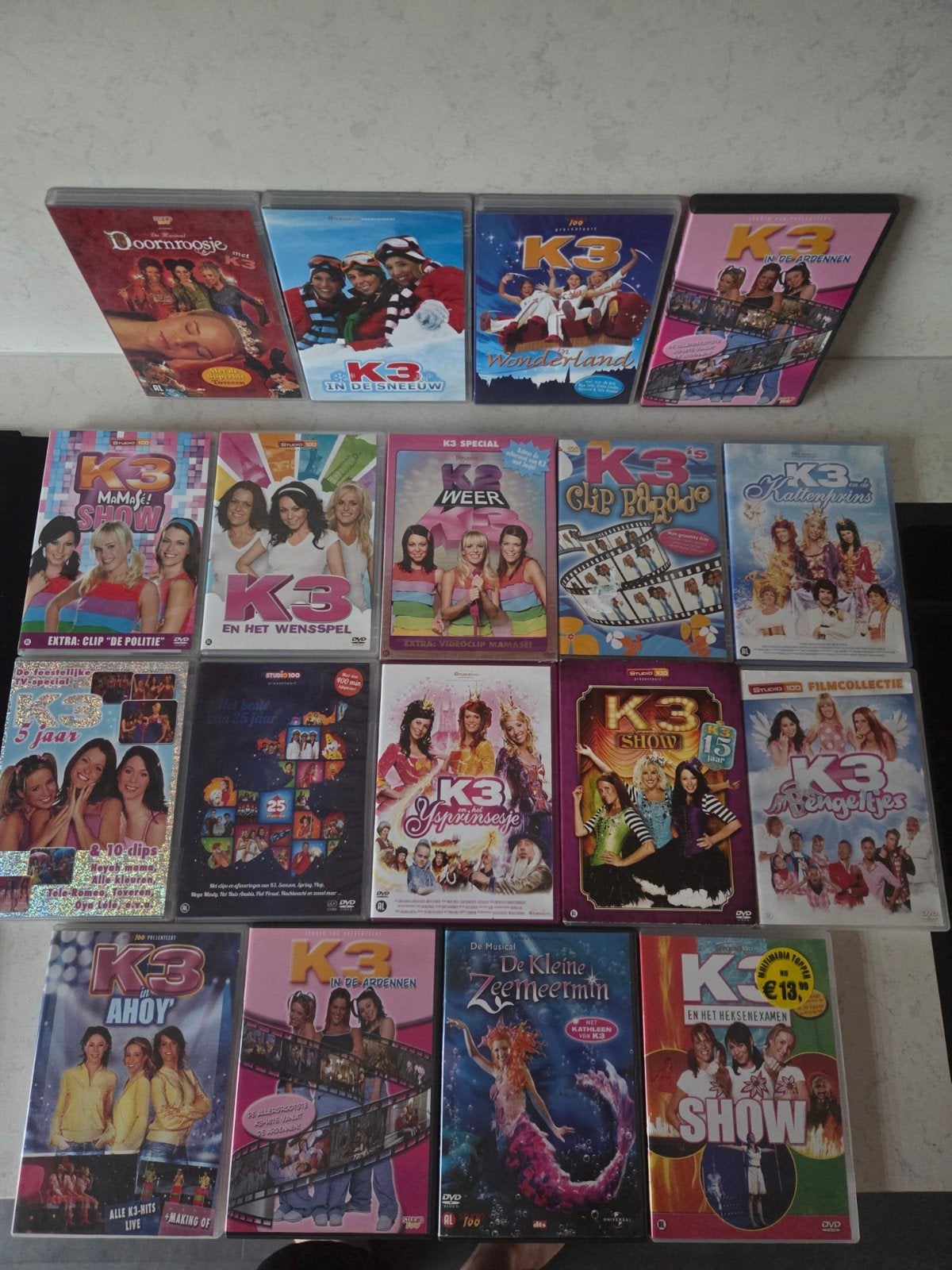 K3 - Verzameling dvd's 18x, Cd's en Dvd's, Alle leeftijden, Ophalen of Verzenden, Zo goed als nieuw