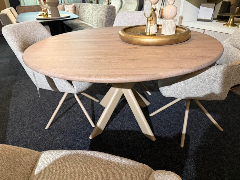 Eettafel rond 140cm met massief Eiken blad, Huis en Inrichting, Tafels | Eettafels, Nieuw, 100 tot 150 cm, 100 tot 150 cm, Vier personen