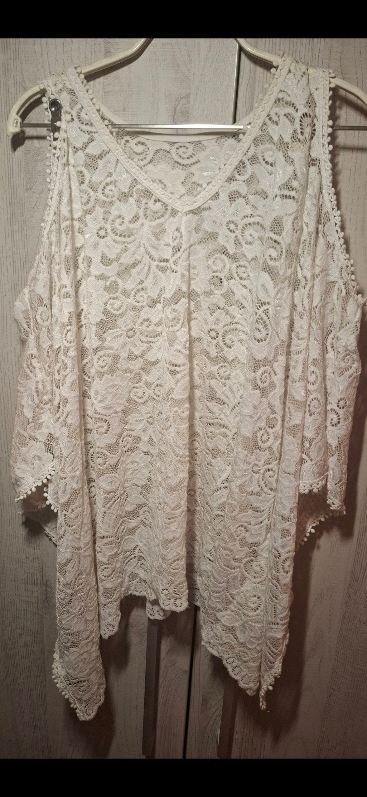 Witte Kanten Boho Cold Shoulder Tuniek One Size, Kleding | Dames, Maat 38/40 (M), Wit, Ophalen of Verzenden, Onbekend