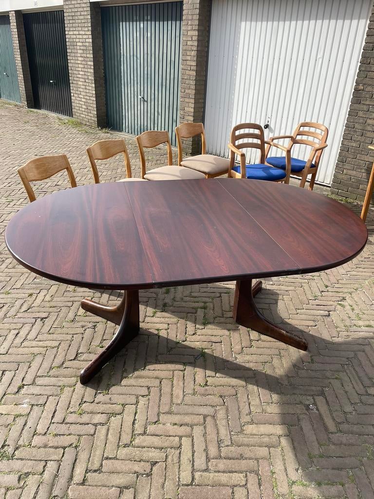 Vintage uitschuifbare eettafel, Ophalen of Verzenden, Zo goed als nieuw, Rechthoekig, 50 tot 100 cm
