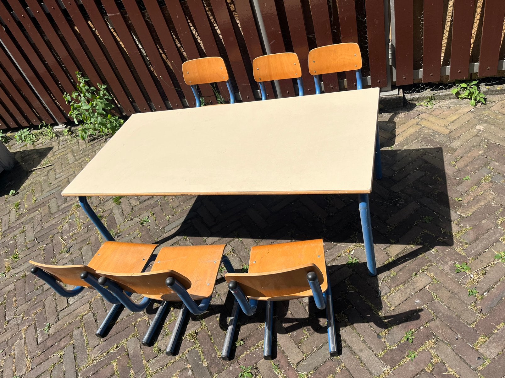 Schooltafel met 6 stoeltjes, Ophalen, Gebruikt, Tafel