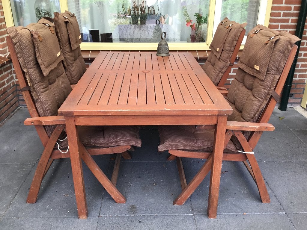 Tuinset, 4 stoelen inclusief kussens, Ophalen, 4 zitplaatsen, Gebruikt, Tuinset