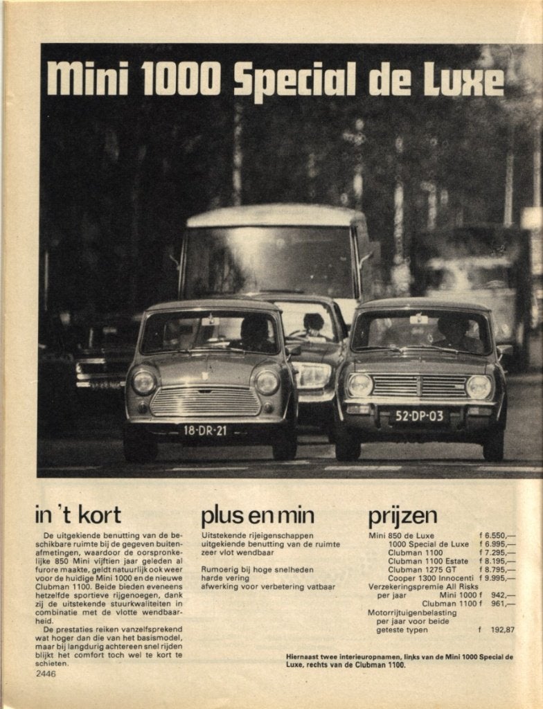 Autokampioen dubbeltest Mini 1000 en Mini Clubman 1100 1974, Ophalen of Verzenden, Gelezen, Overige merken