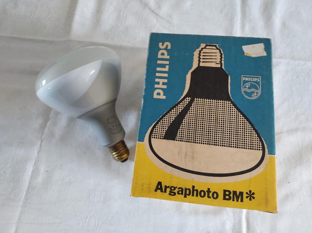 Vintage Philips Argaphoto BM* gloeilamp in doos, Ophalen, Gebruikt