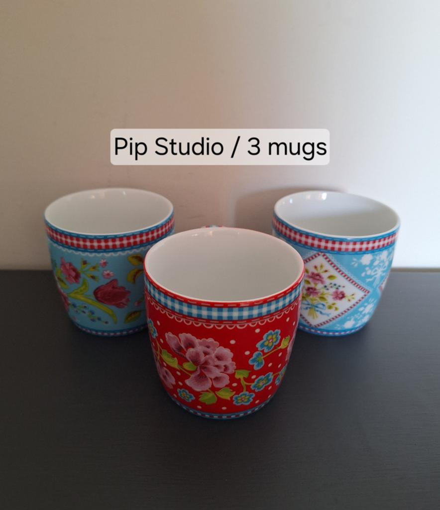 Pip Studio “Specially Designed for Pickwick” 3 mokken, Huis en Inrichting, Keuken | Servies, Keramiek, Ophalen of Verzenden, Zo goed als nieuw