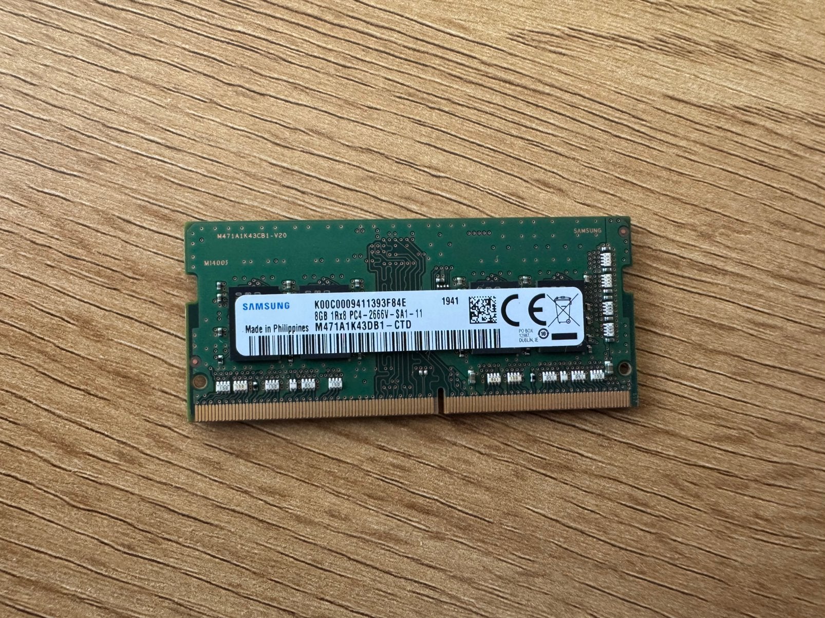 Samsung 8GB DDR4 8GB (SODIMM) werkgeheugen, Computers en Software, RAM geheugen, Ophalen of Verzenden, Zo goed als nieuw, DDR3