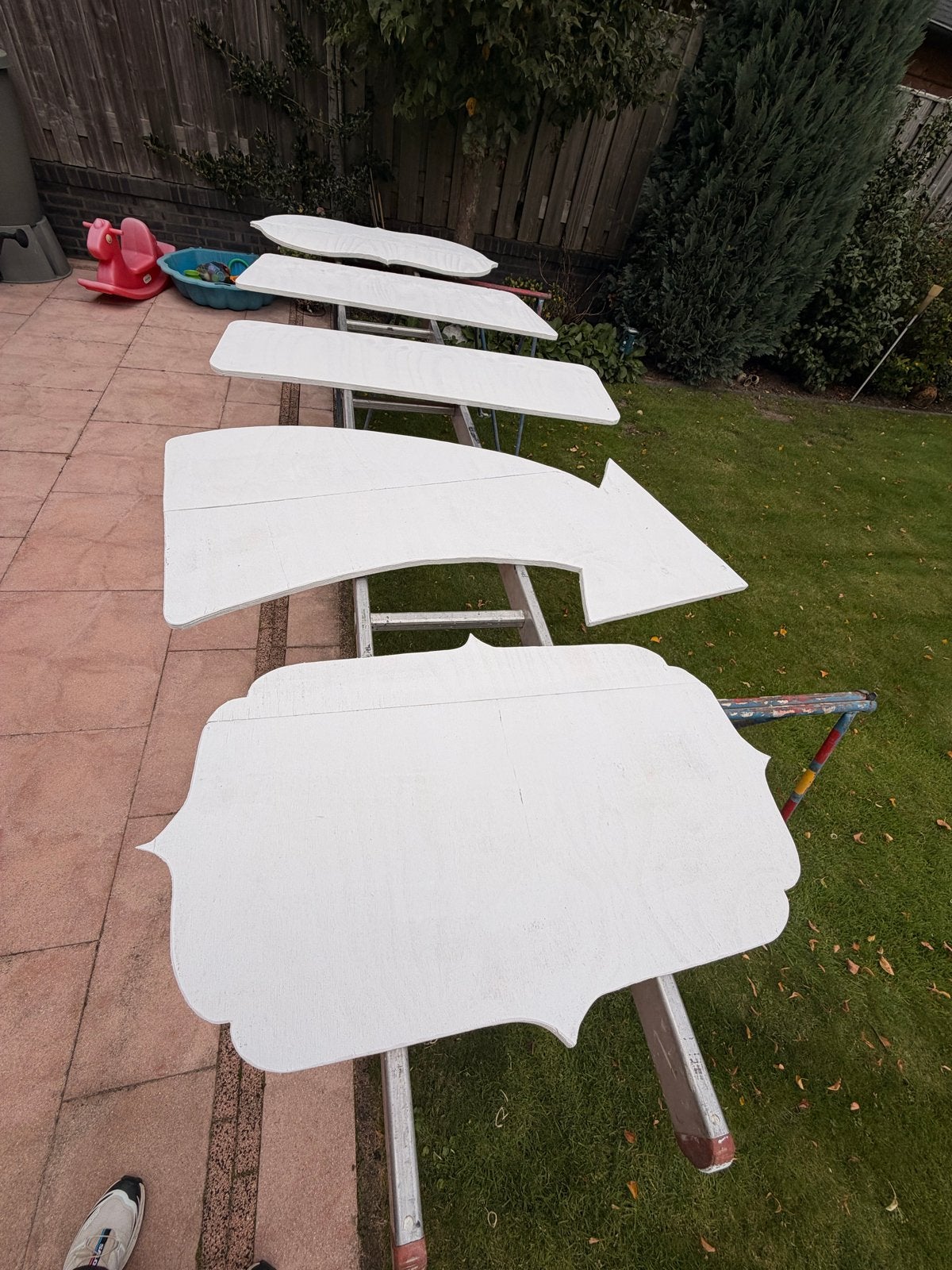 Witte houten borden voor event, deco of carnavalswagen, Ophalen, Gebruikt