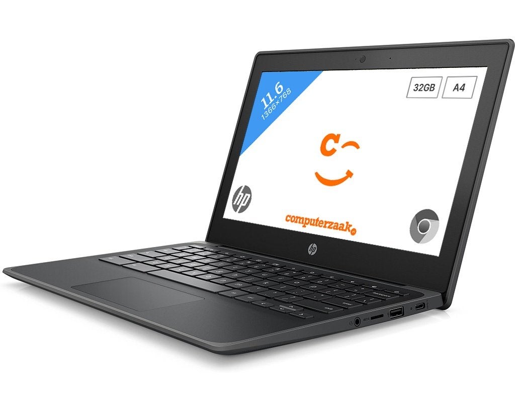 HP Chromebook 11A G8 EE Grijs/AMD A4/4GB/32GB/Chrome OS, 4 GB of minder, Qwerty, Support.hp.com, Refurbished