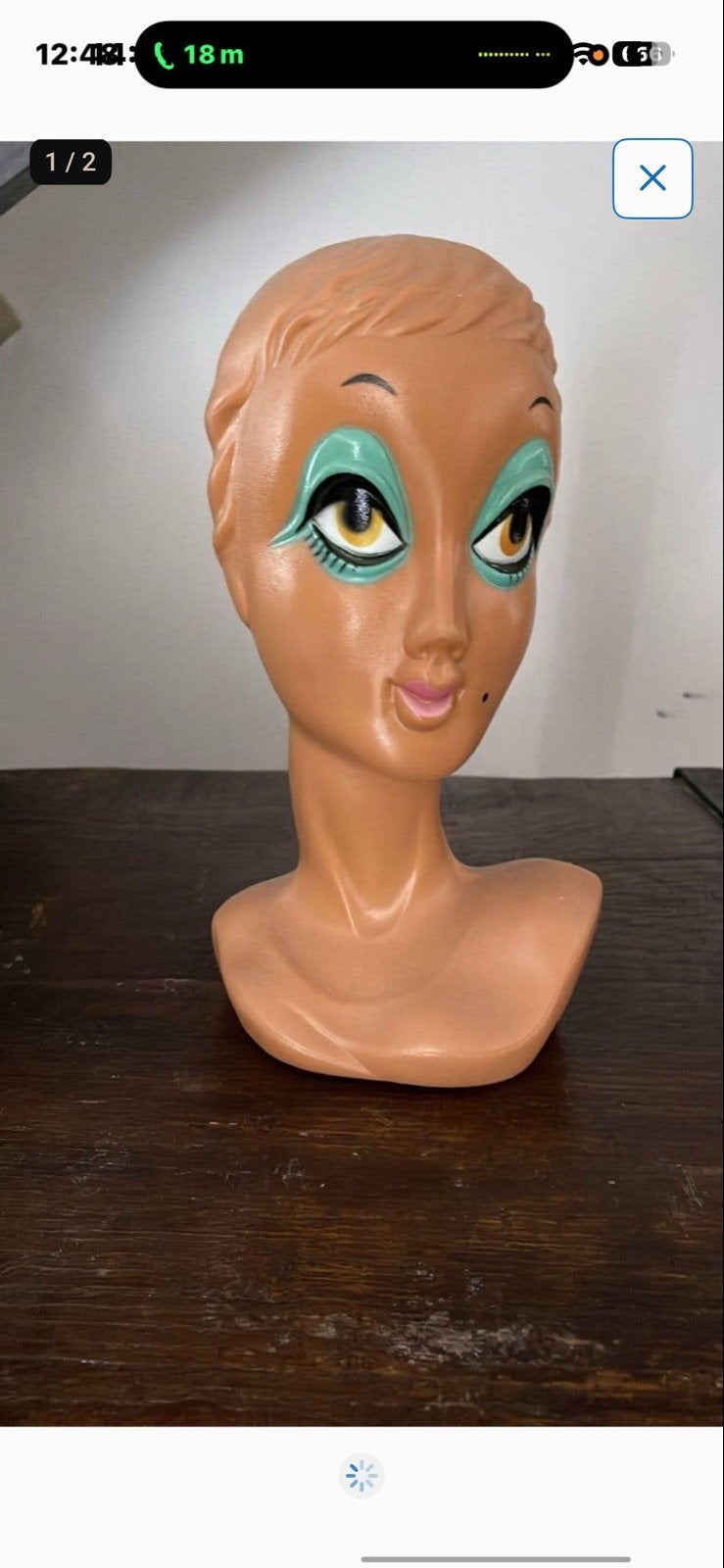 Vintage Twiggy pruikenstandaard/displayhoofd, Antiek en Kunst, Ophalen of Verzenden