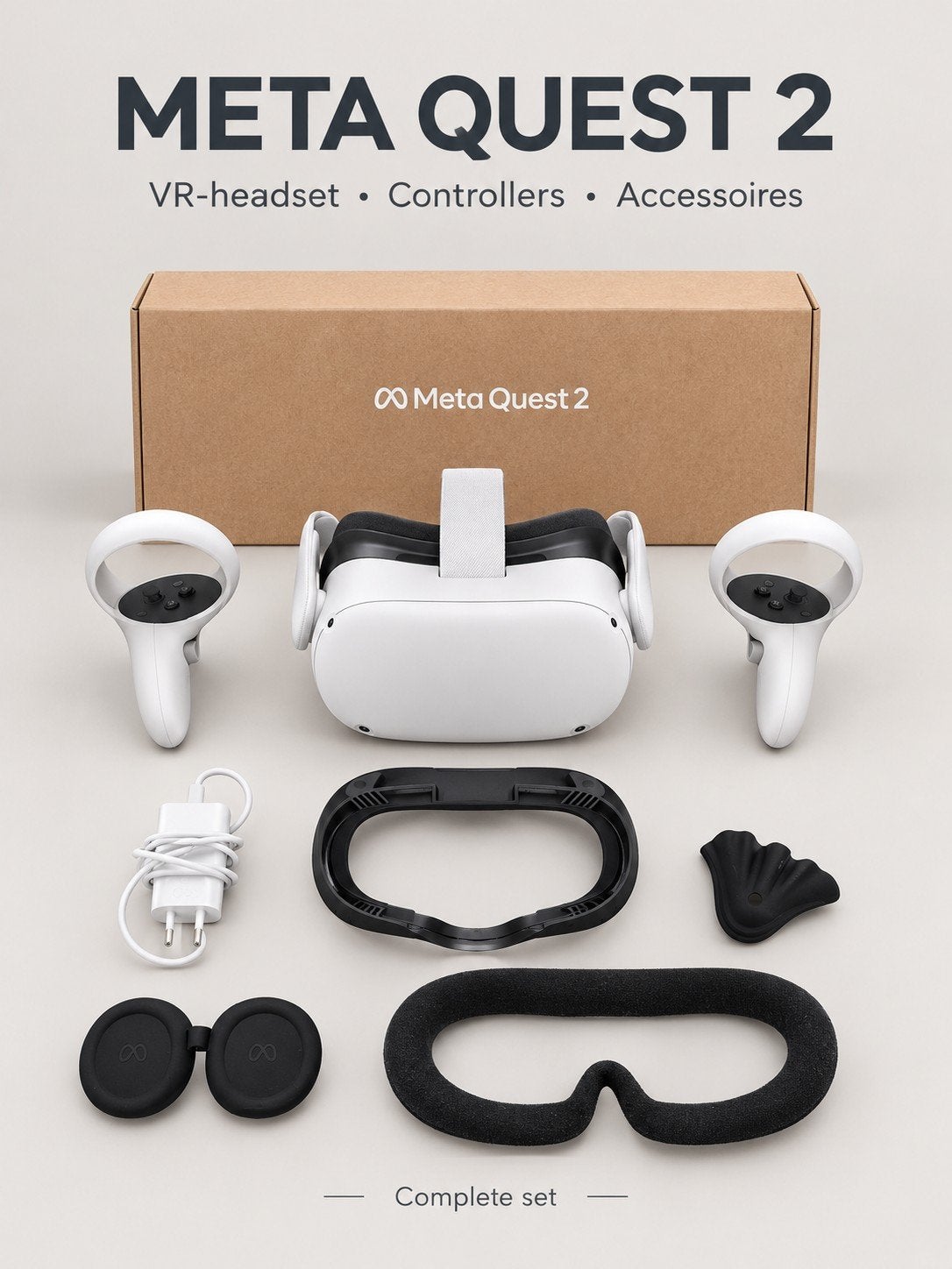 Meta Quest 2 VR-headset met controllers en accessoires, Ophalen, Zo goed als nieuw, VR-bril, Overige platformen
