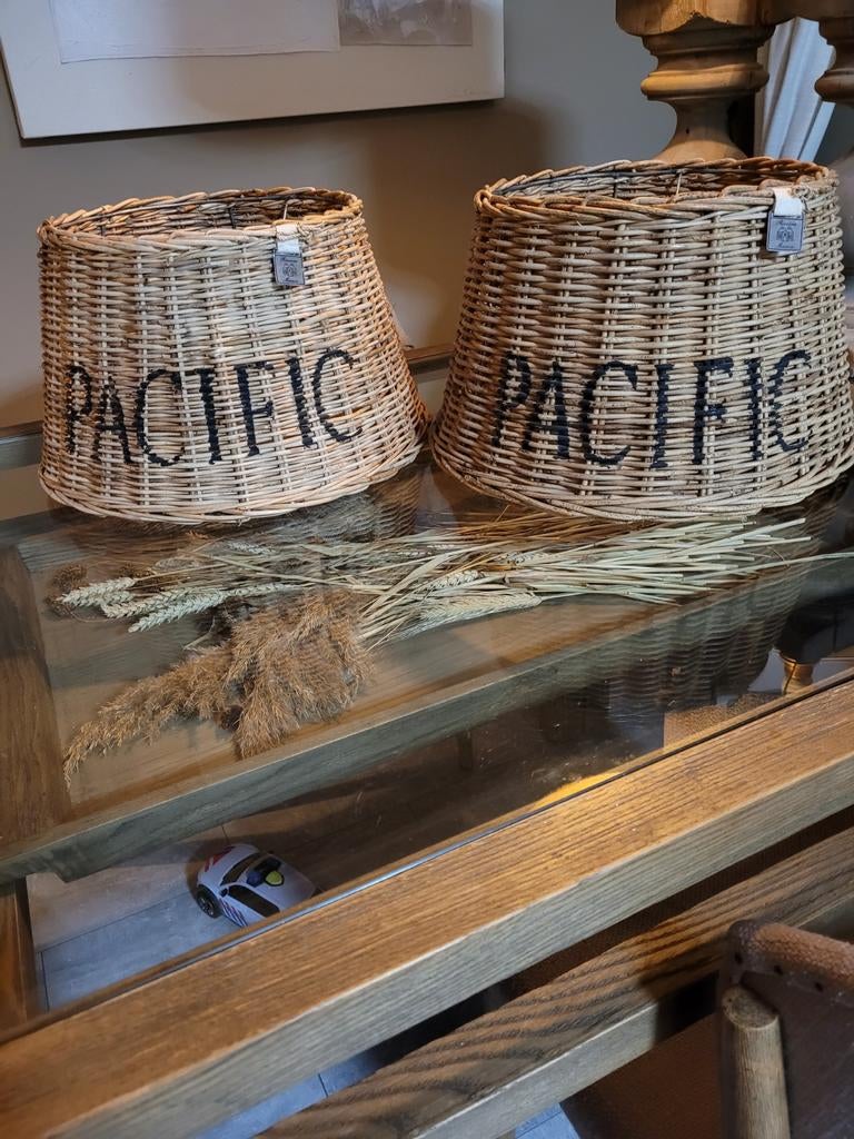 Rivièra Maison Rustic Rattan lampenkap maat L, Ophalen, Zo goed als nieuw, Rond, Minder dan 25 cm