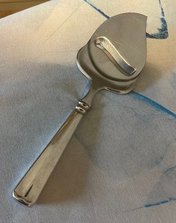 Verzilverde kaasschaaf Haags lofje, Ophalen of Verzenden, Zo goed als nieuw, Zilver