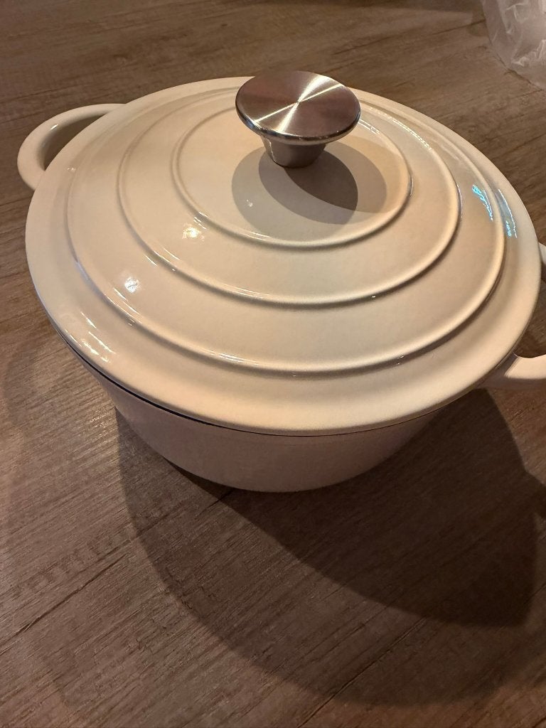 Nieuwe Gietijzeren Braadpan - Wit, 4 Liter, Huis en Inrichting, Eu, Eu, Met handvatten, Nieuw