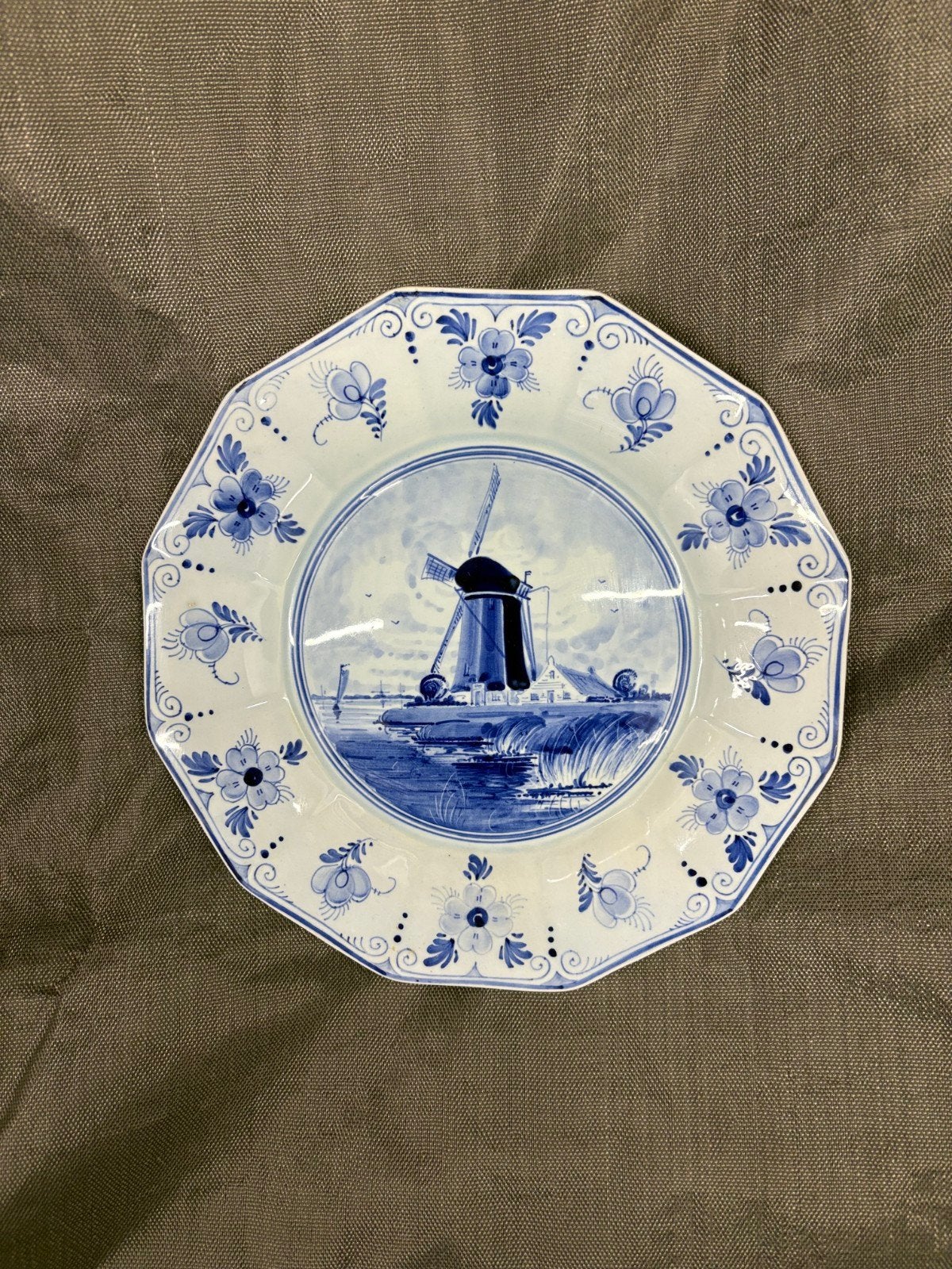 Delfts Blauw bord met molen decoratie, Ophalen of Verzenden