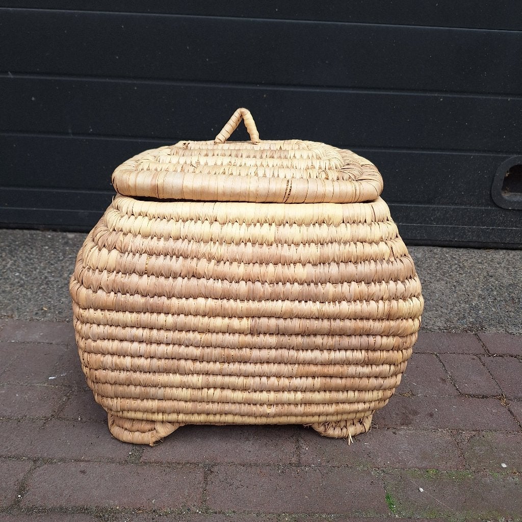 Vintage Rieten Mand met Deksel, Ophalen, Gebruikt, -, Riet