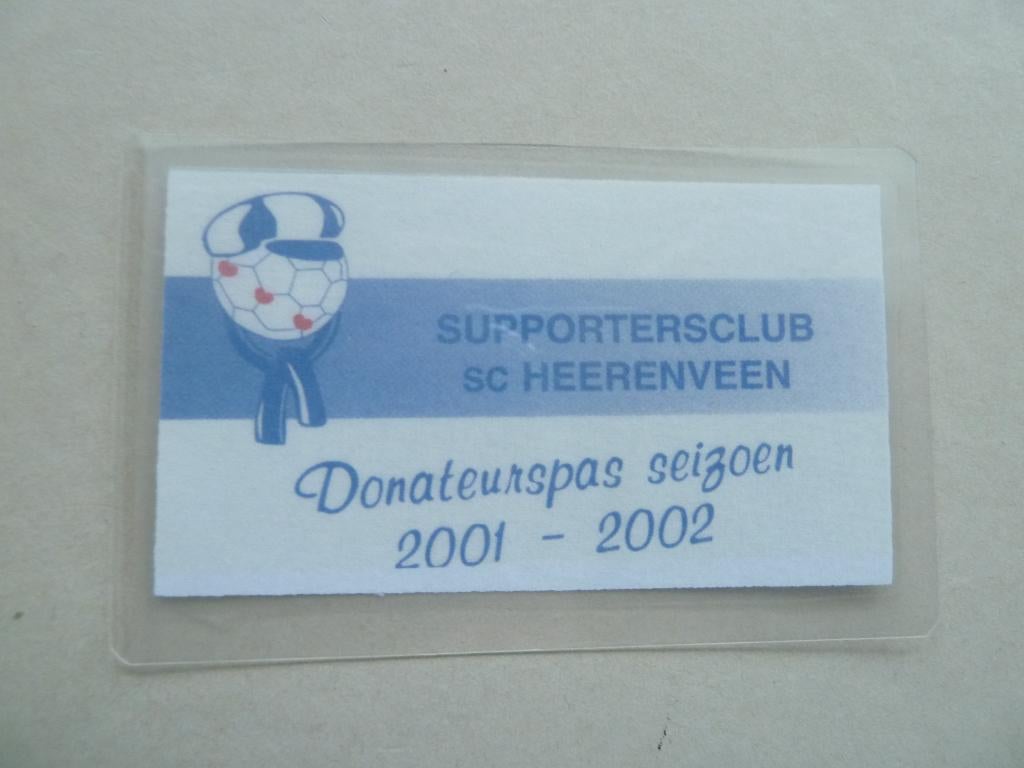 Donateurspas Sc Heerenveen. 2001/2002, Verzamelen, Sportartikelen en Voetbal, Ophalen of Verzenden, Zo goed als nieuw, Overige binnenlandse clubs