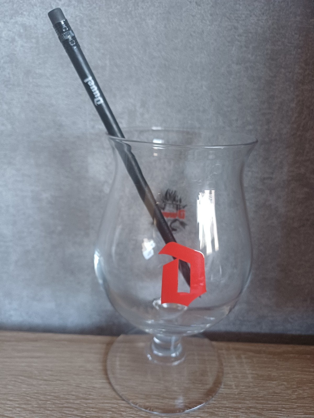 Duvel bierglas met nieuw potlood !!!, Verzamelen, Biermerken, Ophalen of Verzenden, Nieuw, Glas of Glazen, Duvel