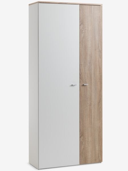 JYSK Kledingkast BELLE - Wit/Eikenhout Look, Ophalen, 200 cm of meer, 50 tot 100 cm, Zo goed als nieuw