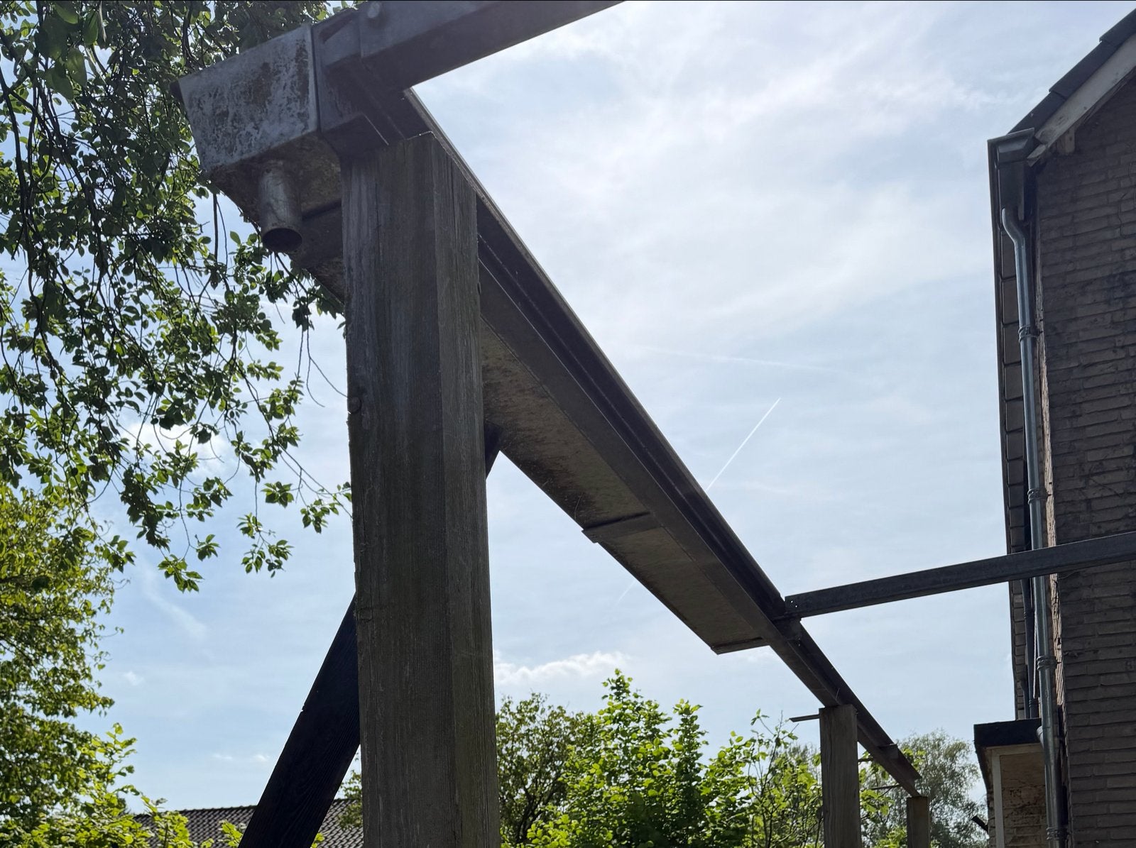 Stevig ijzeren frame dak voor carport incl. dakgoten, Tuin en Terras, Overkappingen, Ophalen of Verzenden, Gebruikt, Carport