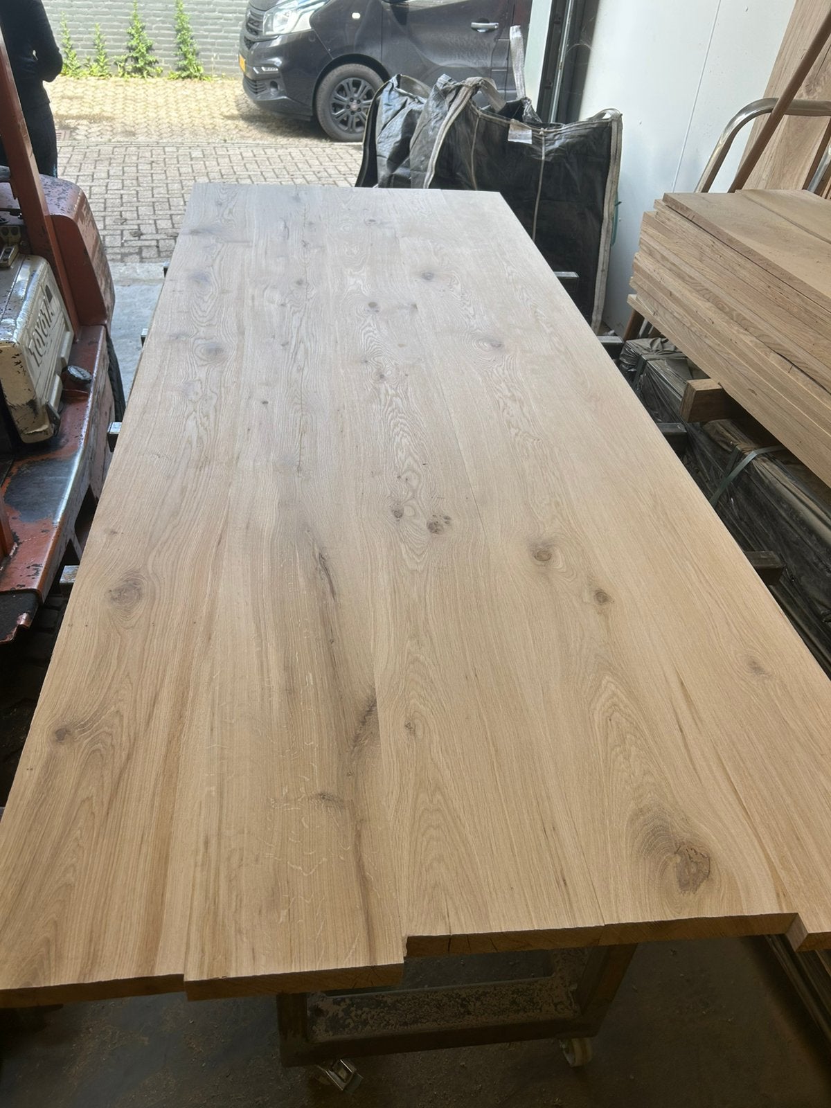 Eiken tafel, panelen te koop. 250x100x4cm, 20 tot 50 mm, Richwoods., Nieuw, Ophalen of Verzenden