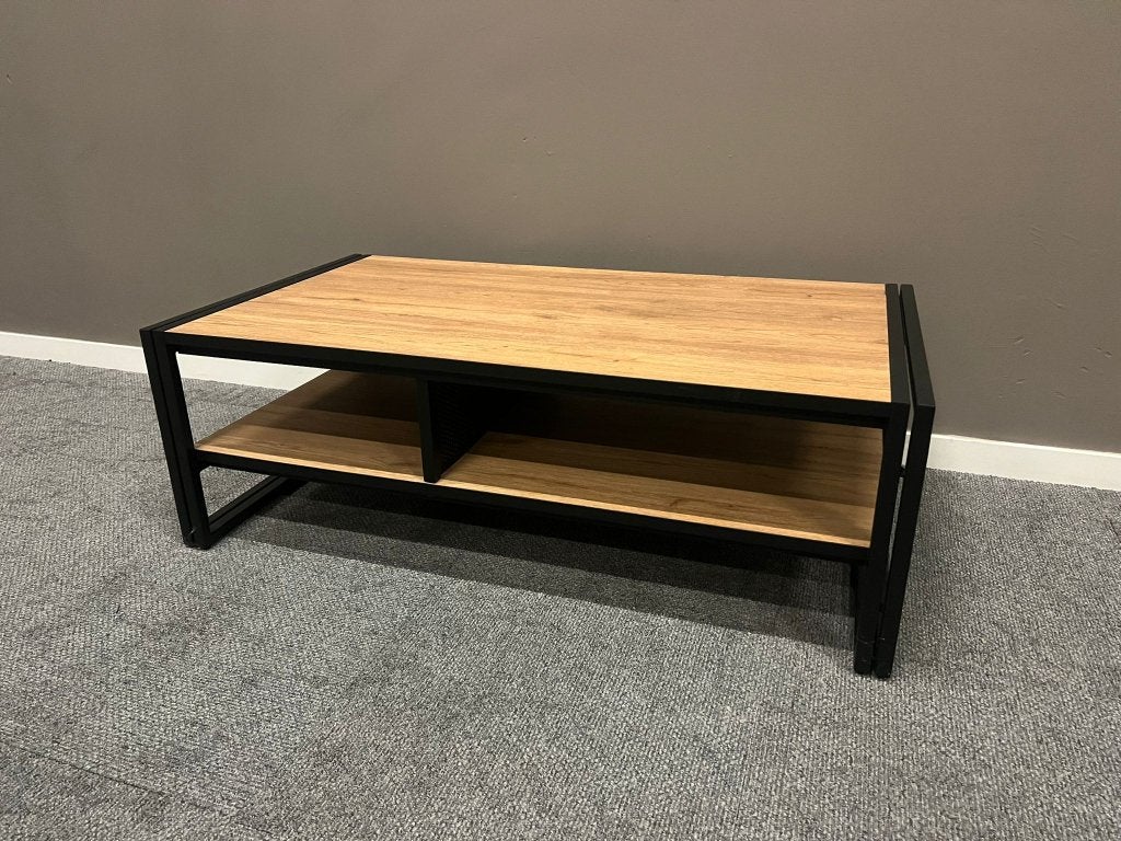 Moderne salontafel Avalon naturel met metalen accenten, Nieuw, Ophalen of Verzenden, 75 cm of meer, Rechthoekig