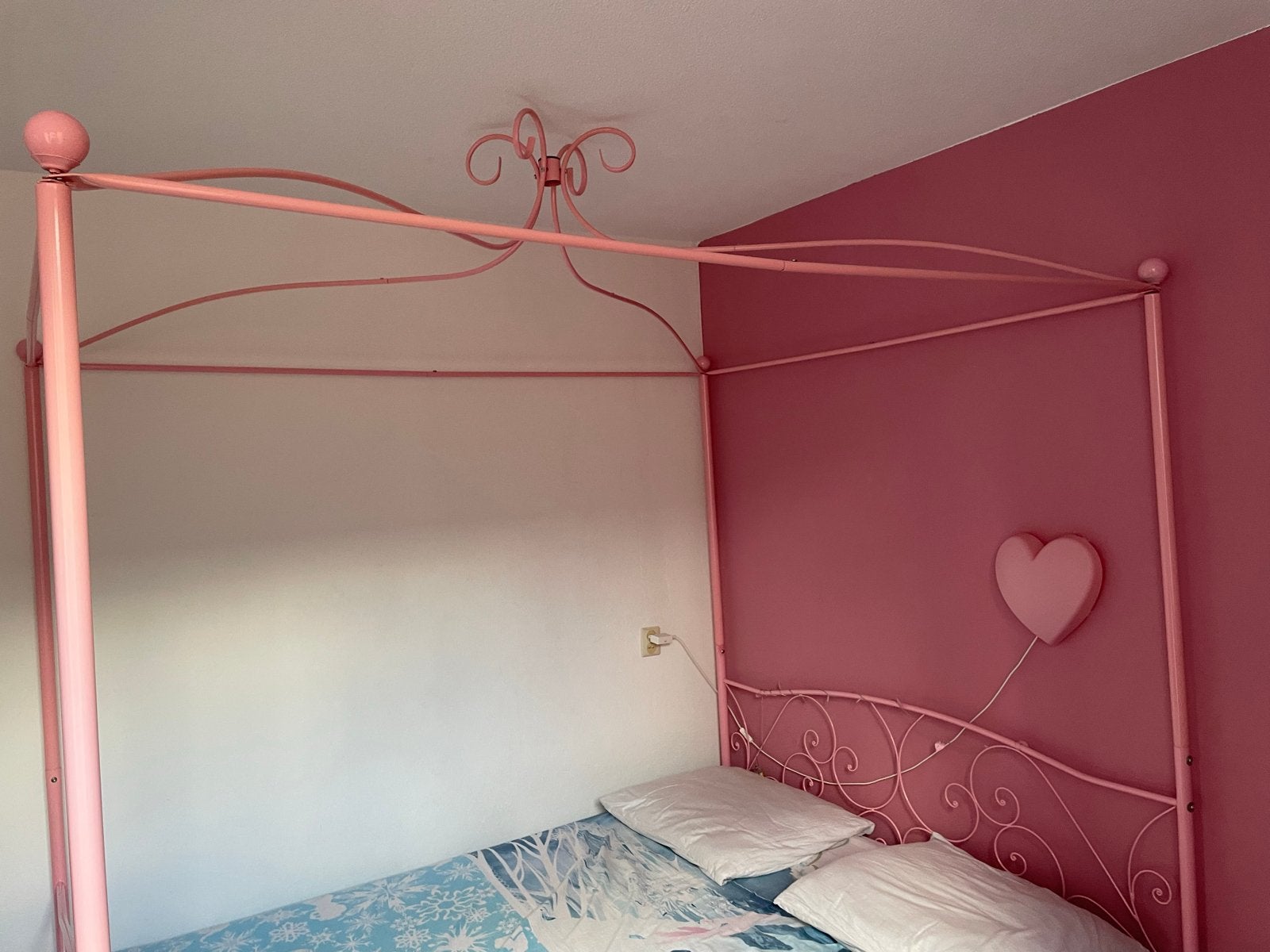 Prinsessen hemelbed roze - twee persoons, Huis en Inrichting, Slaapkamer | Bedden, Ophalen, Gebruikt, Overige kleuren, 140 cm