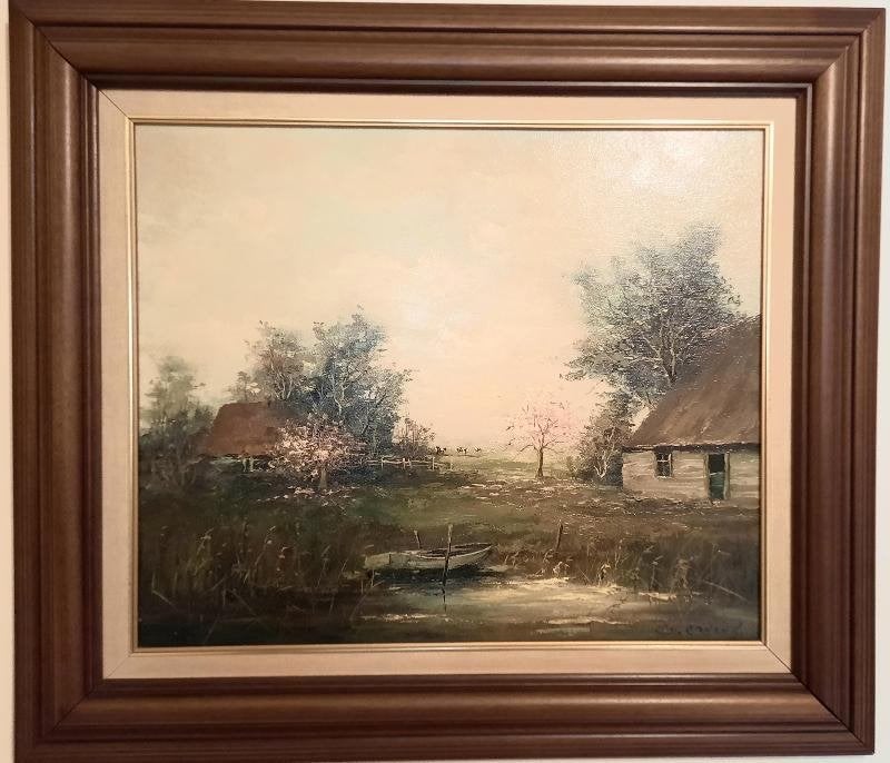Olieverf schilderij op doek met landschap  Ernens, Ophalen, Gebruikt, Oorspronkelijke maker, Schilderij