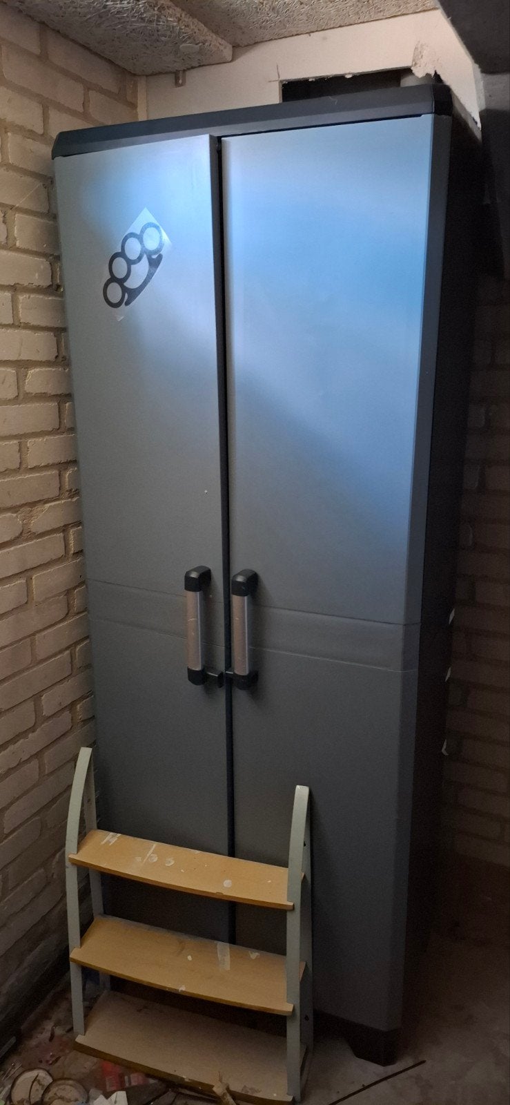 3 Grote kunststof opbergkast met 2 deuren, Ophalen, Gebruikt